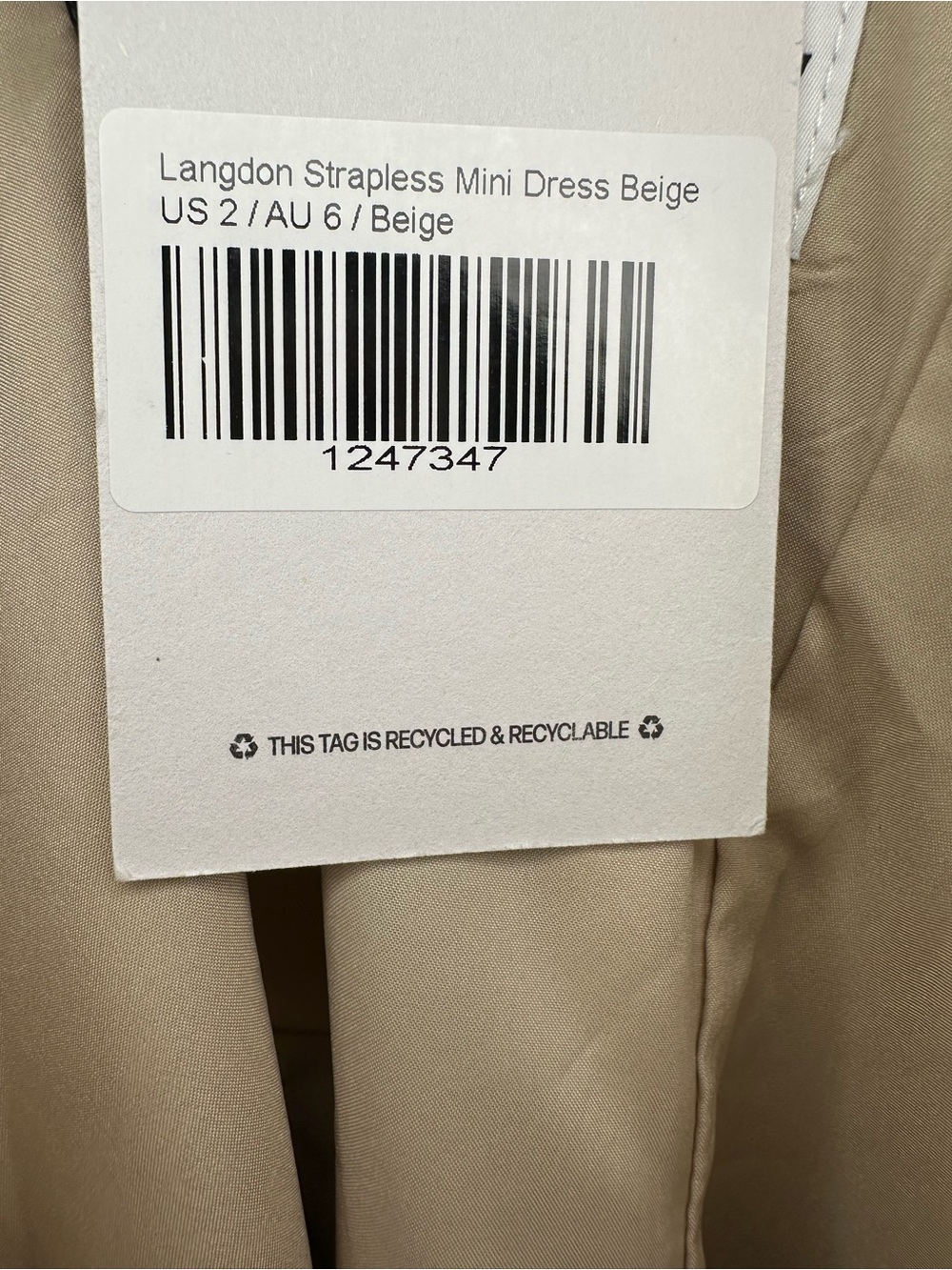 Princess Polly NWT Langdon Strapless Mini Dress Beige Size 2 - Picture 6 of 6